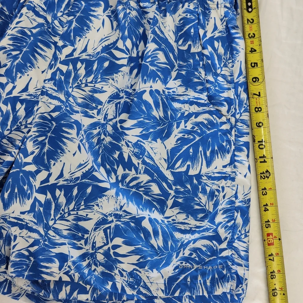 Columbia Sportswear Men’s XXL Blue Tropical Swim Trunks Mesh Lined Beach Shorts